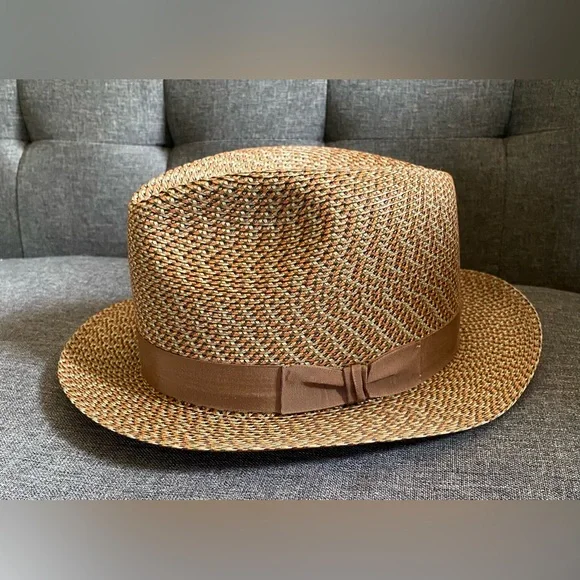 NWOT Stetson EMIN STRAW FEDORA Multicolor Woven Hat - Picture 1 of 11